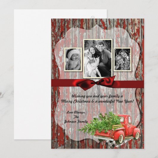 5x7 kerstkaart XMAS Red Kerstmis, FOTO-kaart (Voorkant / Achterkant)