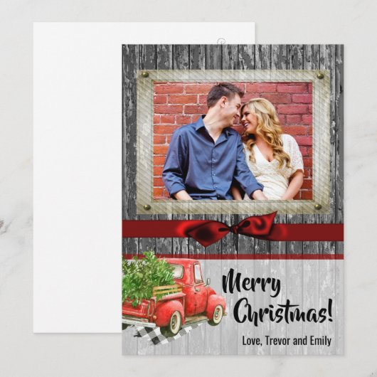 5x7 kerstkaart XMAS Red Kerstmis, FOTO-kaart (Voorkant / Achterkant)