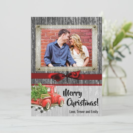 5x7 kerstkaart XMAS Red Kerstmis, FOTO-kaart (Staand voorkant)