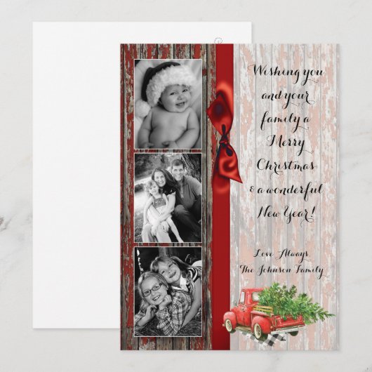 5x7 kerstkaart XMAS Red Kerstmis, FOTO-kaart (Voorkant / Achterkant)