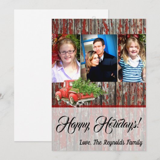 5x7 kerstkaart XMAS Red Kerstmis, FOTO-kaart (Voorkant / Achterkant)