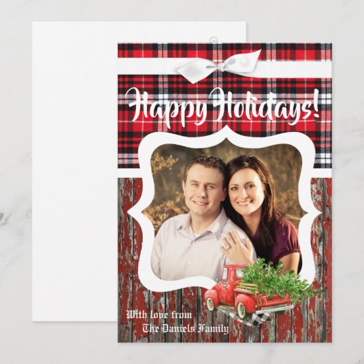 5x7 kerstkaart XMAS Red Kerstmis, FOTO-kaart (Voorkant / Achterkant)