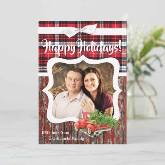 5x7 kerstkaart XMAS Red Kerstmis, FOTO-kaart (Staand voorkant)