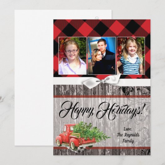 5x7 kerstkaart XMAS Red Kerstmis, FOTO-kaart (Voorkant / Achterkant)