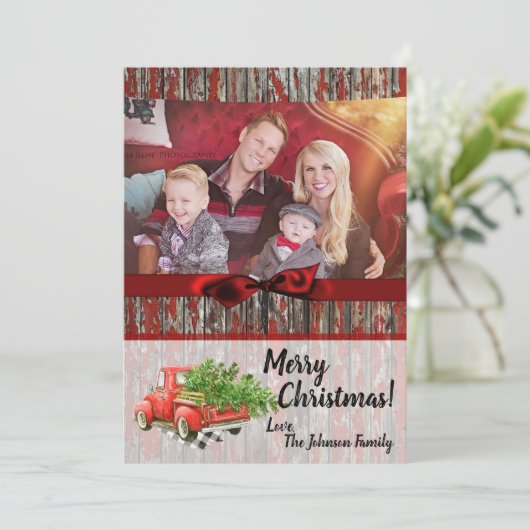 5x7 kerstkaart XMAS Red Kerstmis, FOTO-kaart (Staand voorkant)