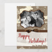 5x7 KERSTMIS Kerst Burlap Herten Ree Gewei FOTO Ka Feestdagenkaart (Voorkant / Achterkant)