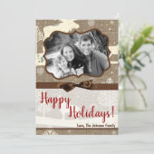 5x7 KERSTMIS Kerst Burlap Herten Ree Gewei FOTO Ka Feestdagenkaart (Staand voorkant)