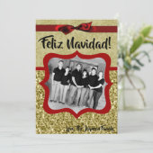 5x7 KERSTMIS Kerst Goud Sneeuwvlok Glitters FOTO K Feestdagenkaart (Staand voorkant)