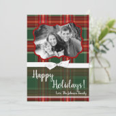 5x7 KERSTMIS Kerstmis Geruite Rode Stof FOTO Kaart (Staand voorkant)