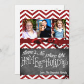 5x7 Kerstmis Rood Chevron Krijtbord FOTO Kaart (Voorkant / Achterkant)
