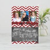 5x7 Kerstmis Rood Chevron Krijtbord FOTO Kaart (Staand voorkant)