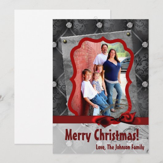 5x7 Kerstmis XMAS Diamant Pintuck FOTOkaart Feestdagenkaart (Voorkant / Achterkant)