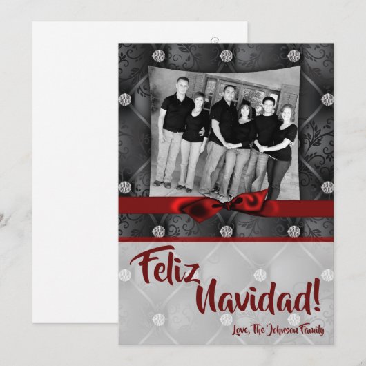 5x7 Kerstmis XMAS Diamant Pintuck FOTOkaart Feestdagenkaart (Voorkant / Achterkant)