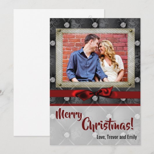 5x7 Kerstmis XMAS Diamant Pintuck FOTOkaart Feestdagenkaart (Voorkant / Achterkant)