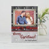 5x7 Kerstmis XMAS Diamant Pintuck FOTOkaart Feestdagenkaart (Staand voorkant)