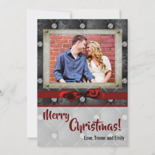 5x7 Kerstmis XMAS Diamant Pintuck FOTOkaart Feestdagenkaart
