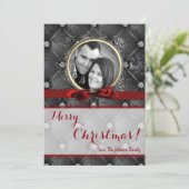 5x7 Kerstmis XMAS Diamant Pintuck FOTOkaart Feestdagenkaart (Staand voorkant)