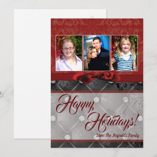 5x7 Kerstmis XMAS Diamant Pintuck FOTOkaart Feestdagenkaart (Voorkant / Achterkant)