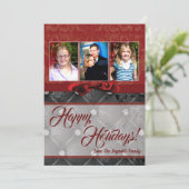 5x7 Kerstmis XMAS Diamant Pintuck FOTOkaart Feestdagenkaart (Staand voorkant)