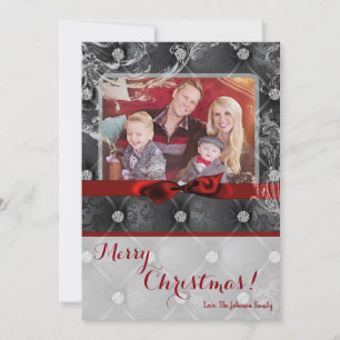 5x7 Kerstmis XMAS Diamant Pintuck FOTOkaart Feestdagenkaart