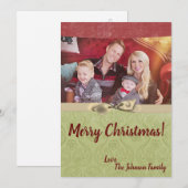 5x7 Kerstmis XMAS Groen Gestreepte Stoffen FOTOKAA Feestdagenkaart (Voorkant / Achterkant)