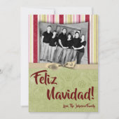 5x7 Kerstmis XMAS Groen Gestreepte Stoffen FOTOKAA Feestdagenkaart (Voorkant)