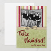 5x7 Kerstmis XMAS Groen Gestreepte Stoffen FOTOKAA Feestdagenkaart (Voorkant / Achterkant)