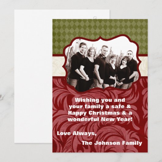 5x7 Kerstmis XMAS Happy Holiday PHOTO Card Feestdagenkaart (Voorkant / Achterkant)