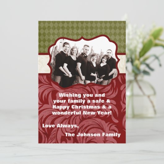 5x7 Kerstmis XMAS Happy Holiday PHOTO Card Feestdagenkaart (Staand voorkant)