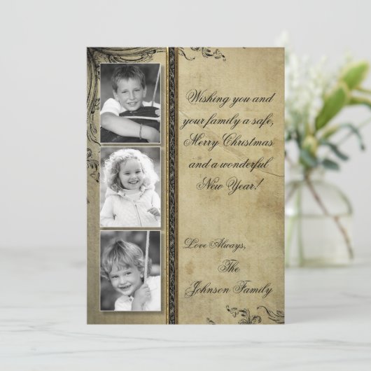 5x7 Kerstmis XMAS Happy Holiday PHOTO Card Feestdagenkaart (Staand voorkant)