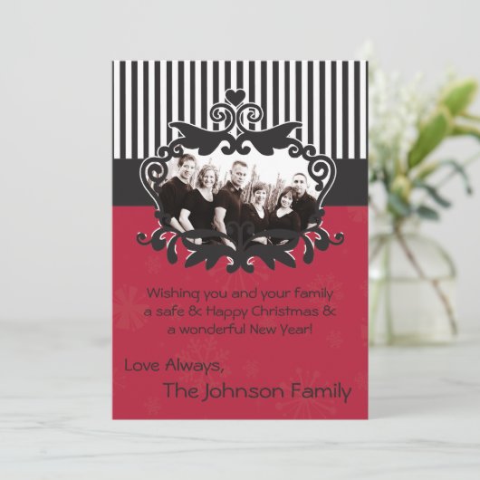 5x7 Kerstmis XMAS Happy Holiday PHOTO Card Feestdagenkaart (Staand voorkant)