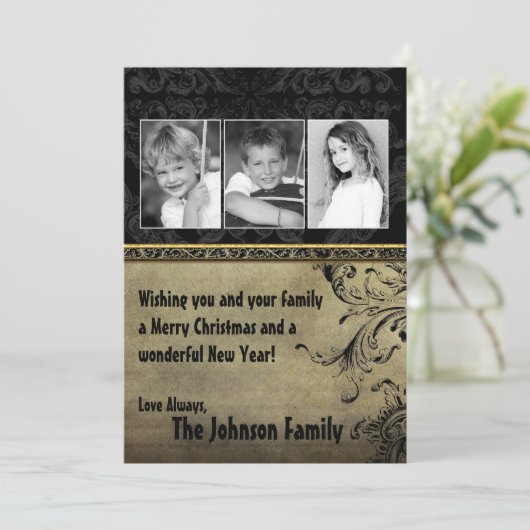 5x7 Kerstmis XMAS Happy Holiday PHOTO Card Feestdagenkaart (Staand voorkant)