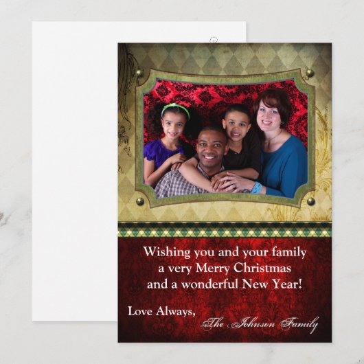 5x7 Kerstmis XMAS Happy Holiday PHOTO Card Feestdagenkaart (Voorkant / Achterkant)