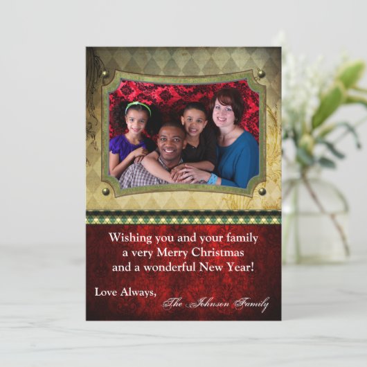 5x7 Kerstmis XMAS Happy Holiday PHOTO Card Feestdagenkaart (Staand voorkant)