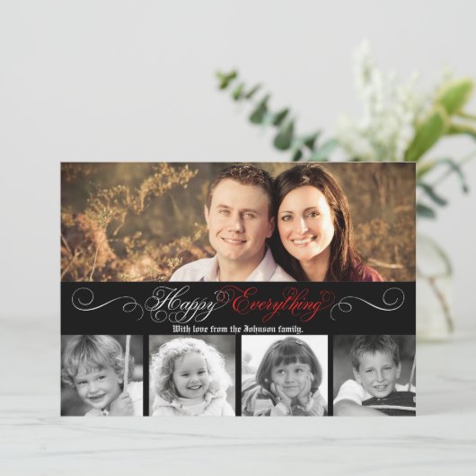 5x7 Kerstmis XMAS Happy Holiday PHOTO Card Feestdagenkaart (Staand voorkant)