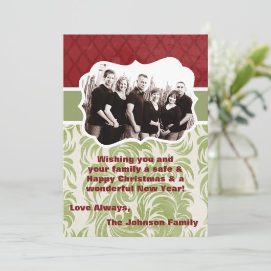 5x7 Kerstmis XMAS Happy Holiday PHOTO Card Feestdagenkaart (Staand voorkant)