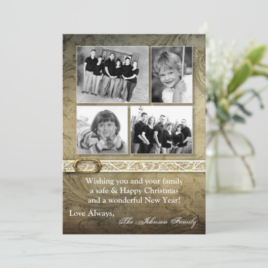 5x7 Kerstmis XMAS Happy Holiday PHOTO Card Feestdagenkaart (Staand voorkant)