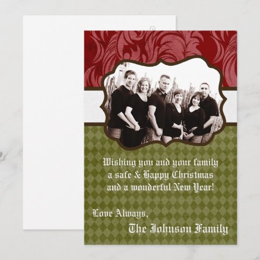 5x7 Kerstmis XMAS Happy Holiday PHOTO Card Feestdagenkaart (Voorkant / Achterkant)