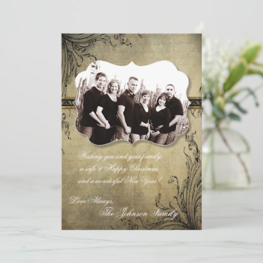 5x7 Kerstmis XMAS Happy Holiday PHOTO Card Feestdagenkaart (Staand voorkant)