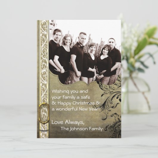 5x7 Kerstmis XMAS Happy Holiday PHOTO Card Feestdagenkaart (Staand voorkant)