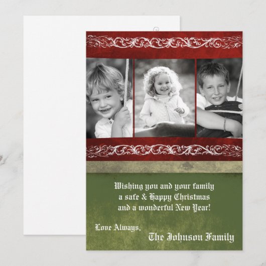 5x7 Kerstmis XMAS Happy Holiday PHOTO Card Feestdagenkaart (Voorkant / Achterkant)