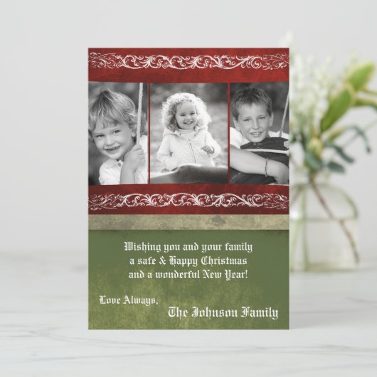 5x7 Kerstmis XMAS Happy Holiday PHOTO Card Feestdagenkaart (Staand voorkant)