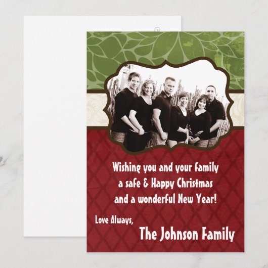 5x7 Kerstmis XMAS Happy Holiday PHOTO Card Feestdagenkaart (Voorkant / Achterkant)