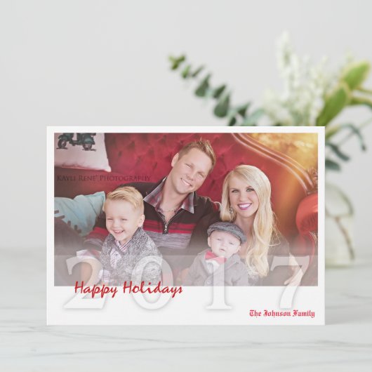 5x7 Kerstmis XMAS Happy Holiday PHOTO Card Feestdagenkaart (Staand voorkant)