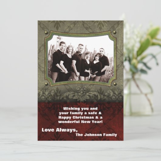 5x7 Kerstmis XMAS Happy Holiday PHOTO Card Feestdagenkaart (Staand voorkant)