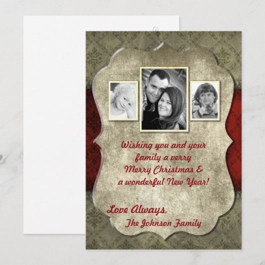 5x7 Kerstmis XMAS Happy Holiday PHOTO Card Feestdagenkaart (Voorkant / Achterkant)