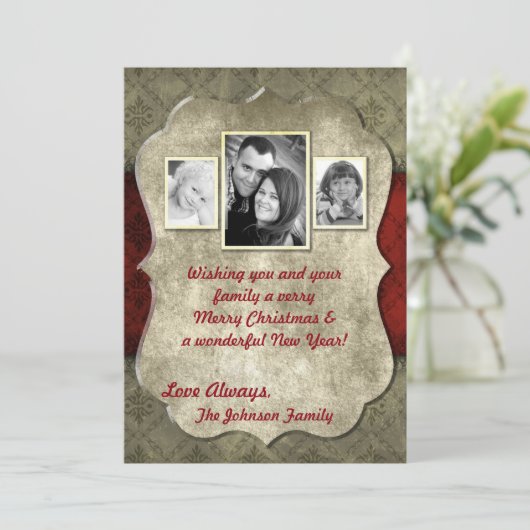 5x7 Kerstmis XMAS Happy Holiday PHOTO Card Feestdagenkaart (Staand voorkant)