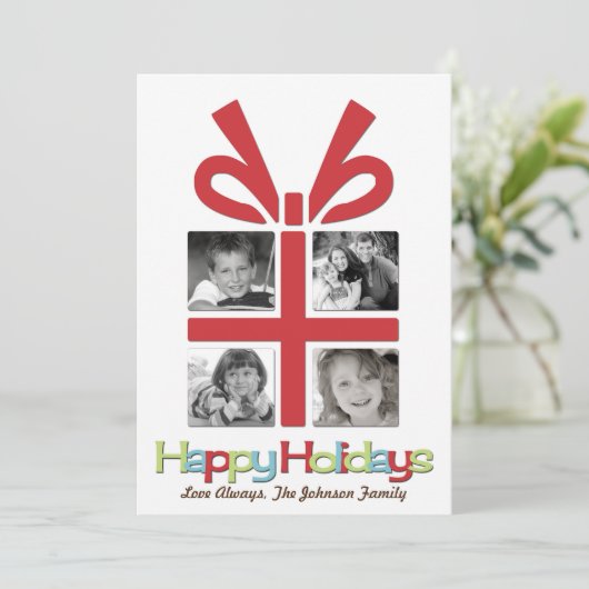 5x7 Kerstmis XMAS Happy Holiday PHOTO Card Feestdagenkaart (Staand voorkant)
