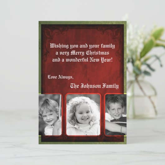 5x7 Kerstmis XMAS Happy Holiday PHOTO Card Feestdagenkaart (Staand voorkant)