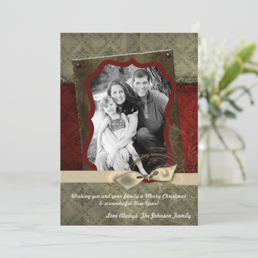 5x7 Kerstmis XMAS Happy Holiday PHOTO Card Feestdagenkaart (Staand voorkant)